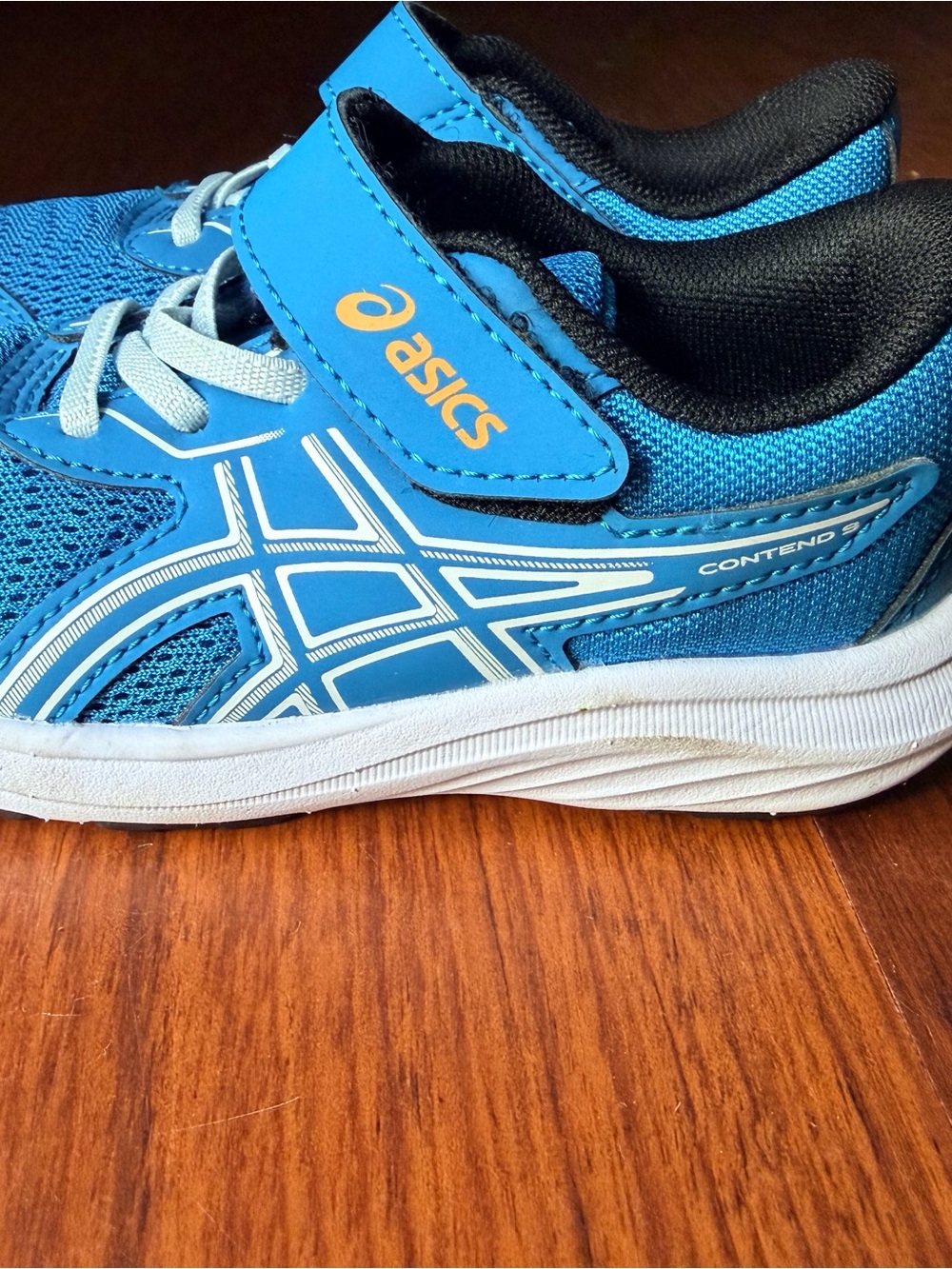 Asics Kids Blue Velcro Athletic Sneakers with White Midsole